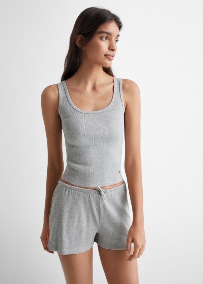 Mango Pack pijama algodón corto - Gris medio vigoré