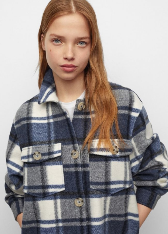 Mango Sobrecamisa cuadros - Azul