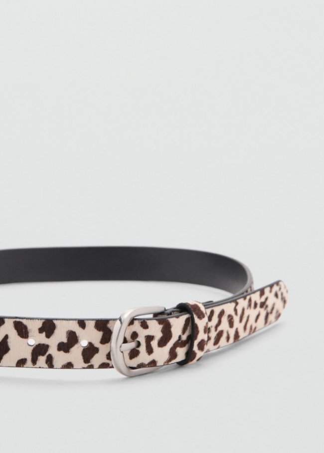 Mango Cinturón piel animal print - Blanco roto