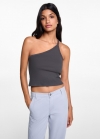 Mango Top crop asimétrico - Gris antracita