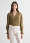 Mango Blusa fluida fruncida - Khaki