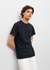 Mango Camiseta algodón bolsillo - Azul marino