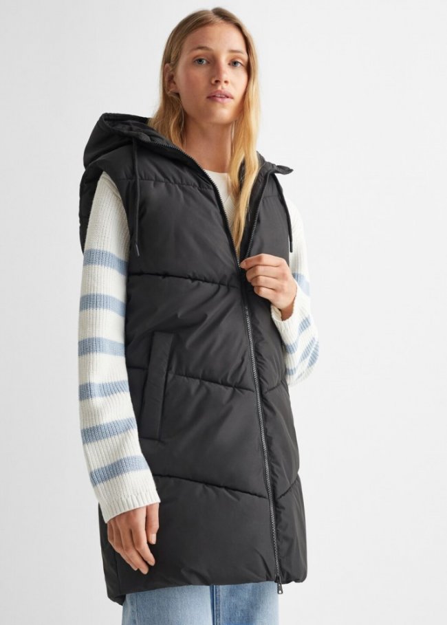 Mango Chaleco acolchado largo - Negro