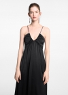 Mango Vestido largo plisado - Negro