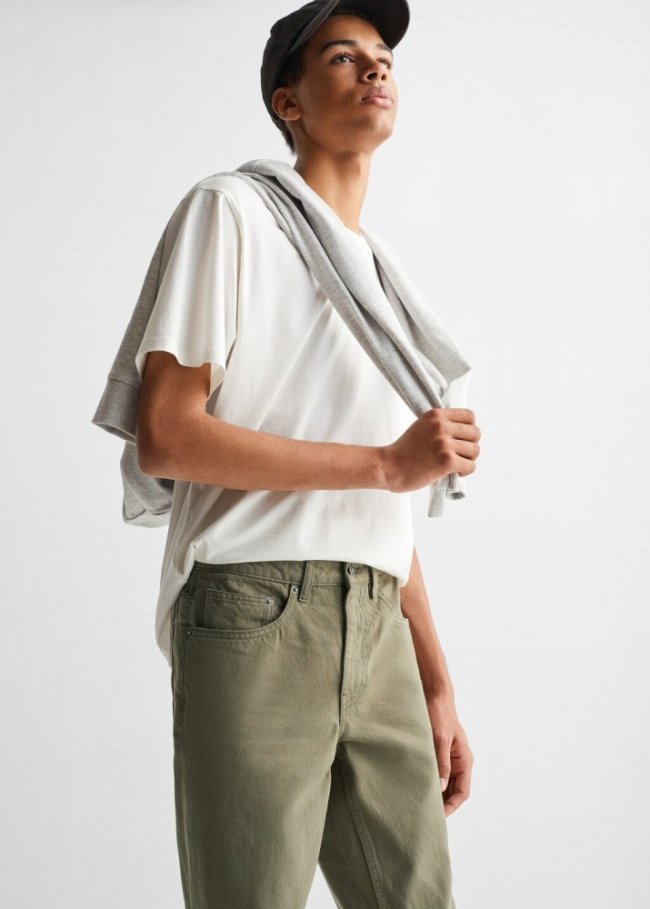 Mango Pantalón regular fit algodón - Khaki