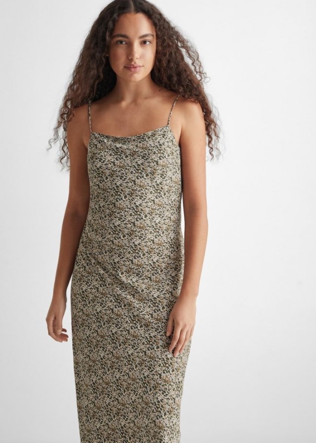 Mango Vestido largo estampado - Beige