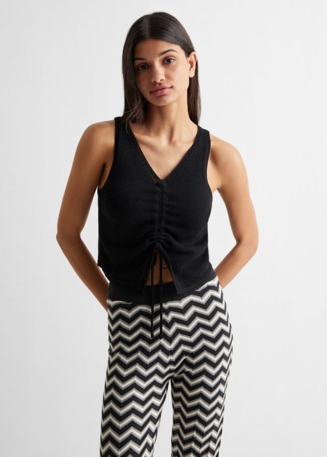 Mango Pantalón estampado - Negro