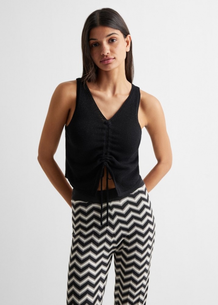 Mango Pantalón estampado - Negro