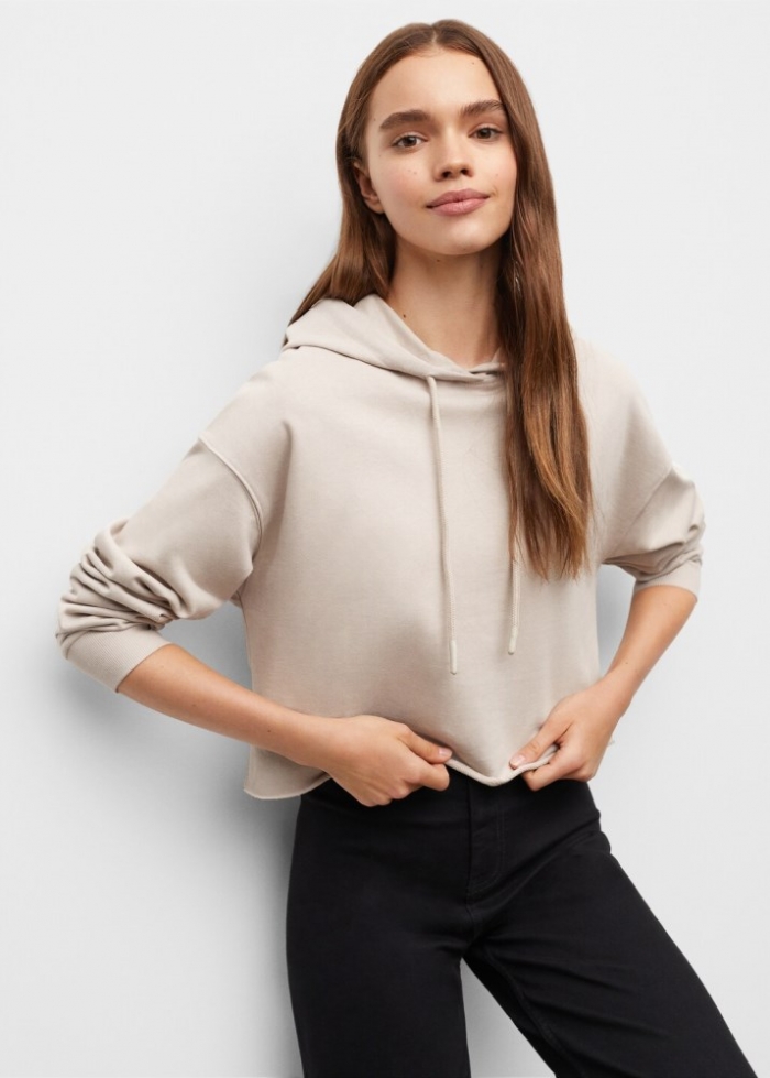 Mango Sudadera capucha crop - Crudo
