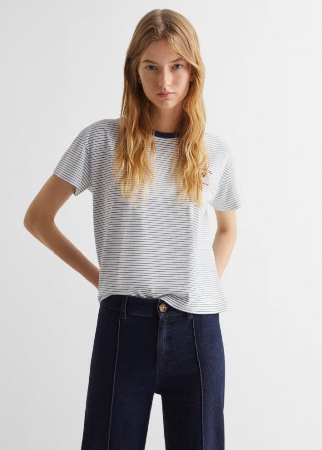 Mango Jeans rectos algodón - Azul oscuro