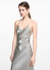 Mango Vestido largo satinado - Plata