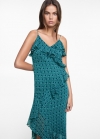 Mango Vestido bajo asimétrico volantes - Turquesa