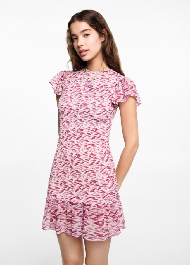 Mango Vestido animal print - Crudo