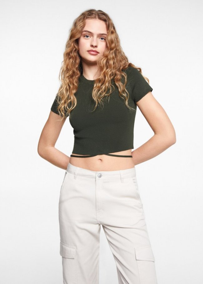 Mango Camiseta punto lazo - Khaki