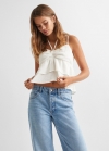 Mango Top algodón volantes - Blanco roto
