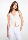 Mango Top punto botones - Blanco roto