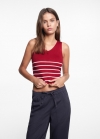 Mango Top tirantes rayas - Rojo