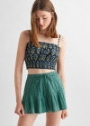 Mango Short algodón plisados - Verde pastel