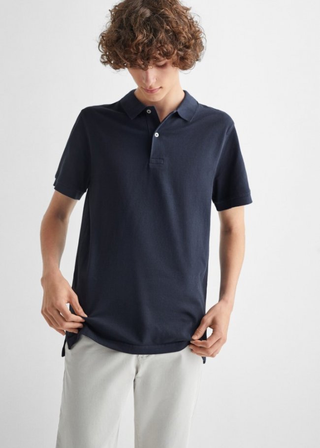 Mango Polo manga corta algodón - Azul marino