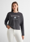 Mango Camiseta manga larga mensaje - Gris