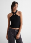 Mango Top punto cruzado - Negro