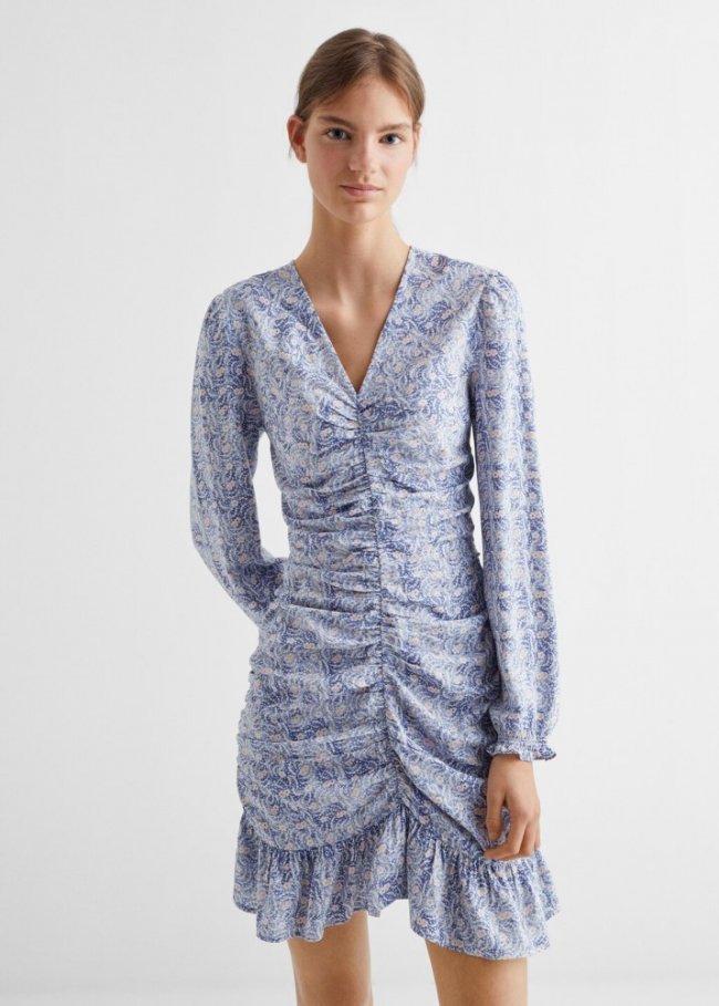 Mango Vestido estampado floral - Azul