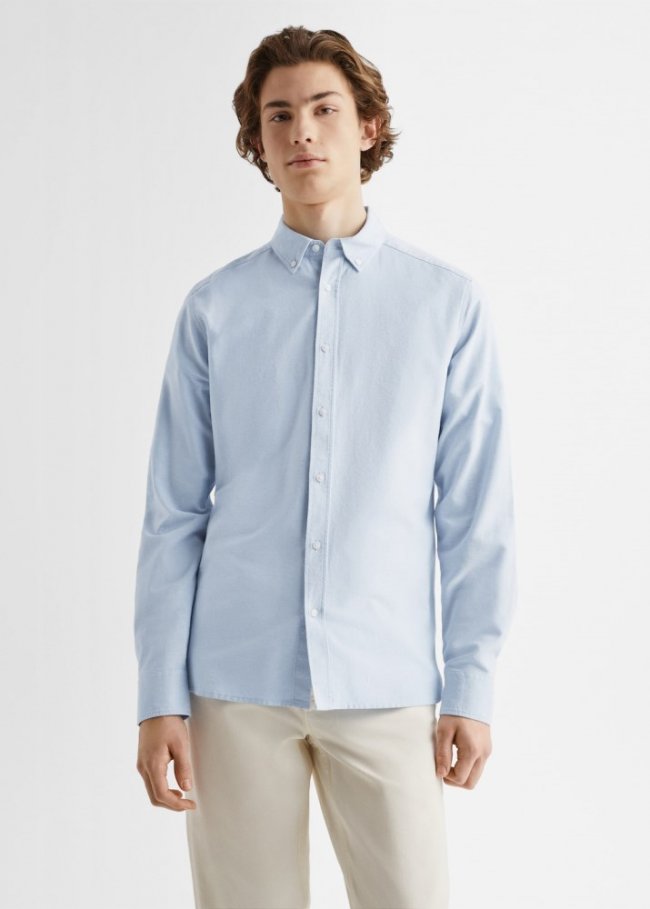 Mango Camisa regular fit Oxford algodón - Azul celeste