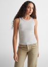 Mango Top canalé algodón - Gris medio vigoré