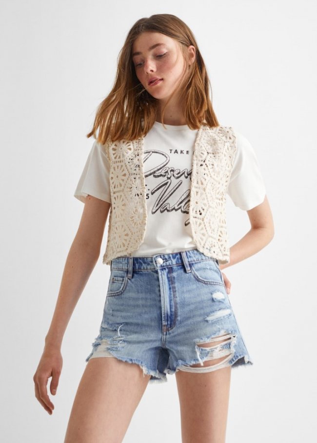 Mango Shorts vaqueros rotos - Azul oscuro