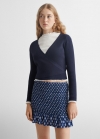 Mango Falda estampada fruncida - Azul marino oscuro