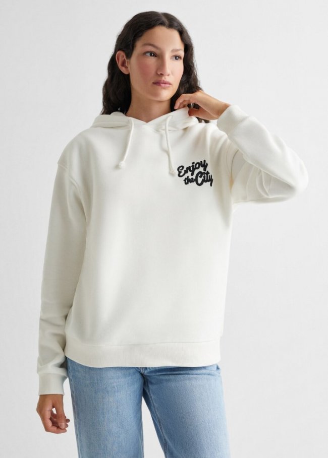 Mango Sudadera algodón estampada - Blanco roto