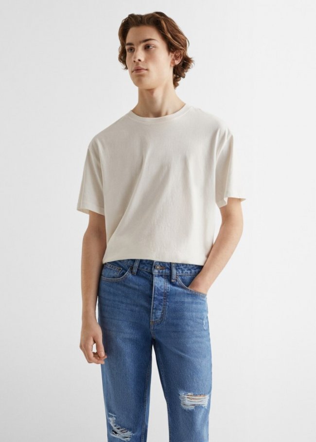 Mango Jeans regular fit rotos decorativos - Azul medio