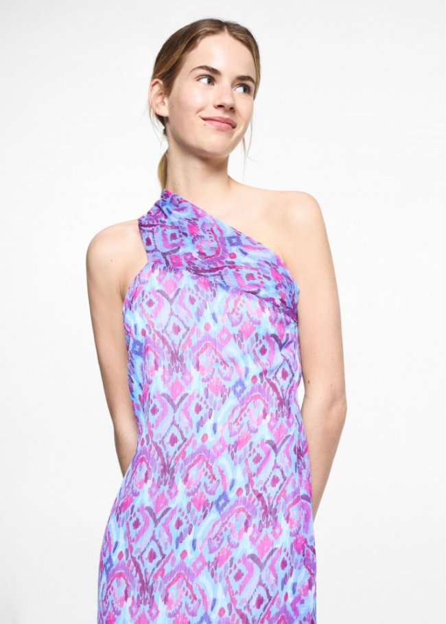 Mango Vestido asimétrico estampado - Lila