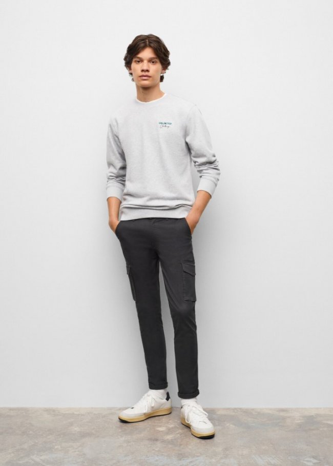 Mango Pantalón cargo algodón - Gris antracita