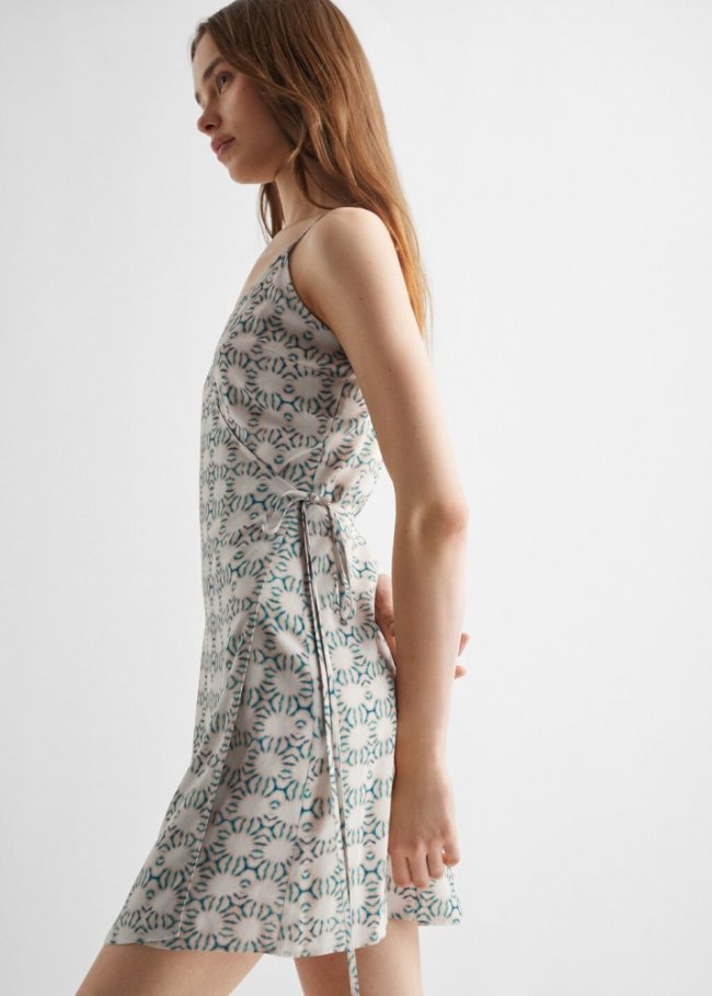 Mango Vestido cruzado estampado - Beige