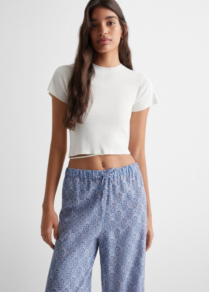 Mango Pantalón estampado lazo - Azul marino oscuro