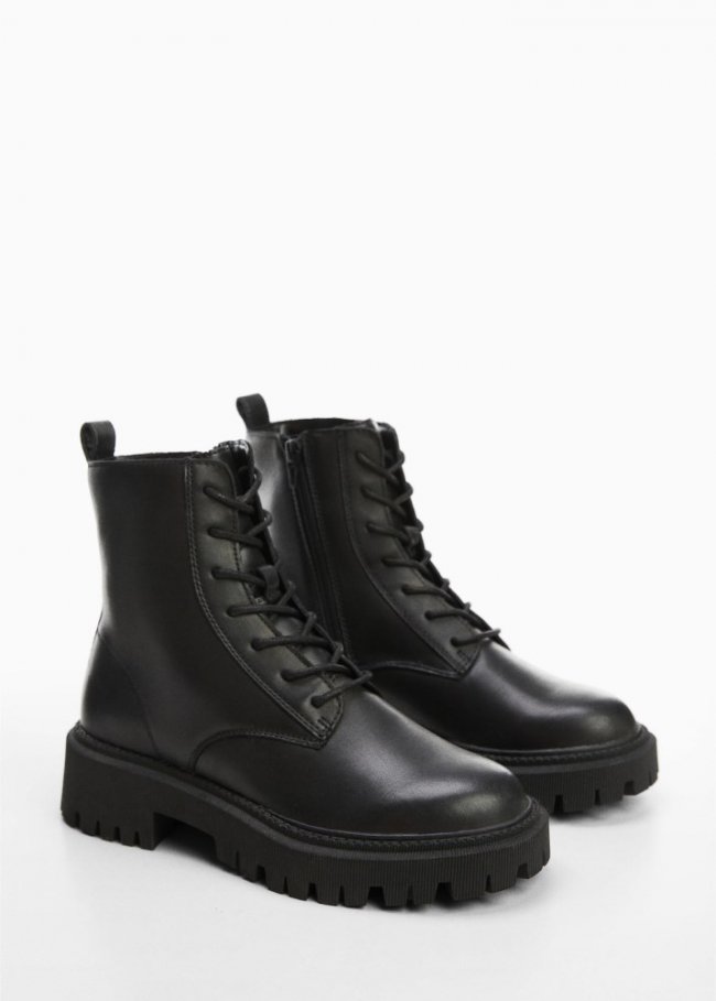 Mango Botín cordones - Negro