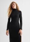 Mango Vestido punto canalé - Negro