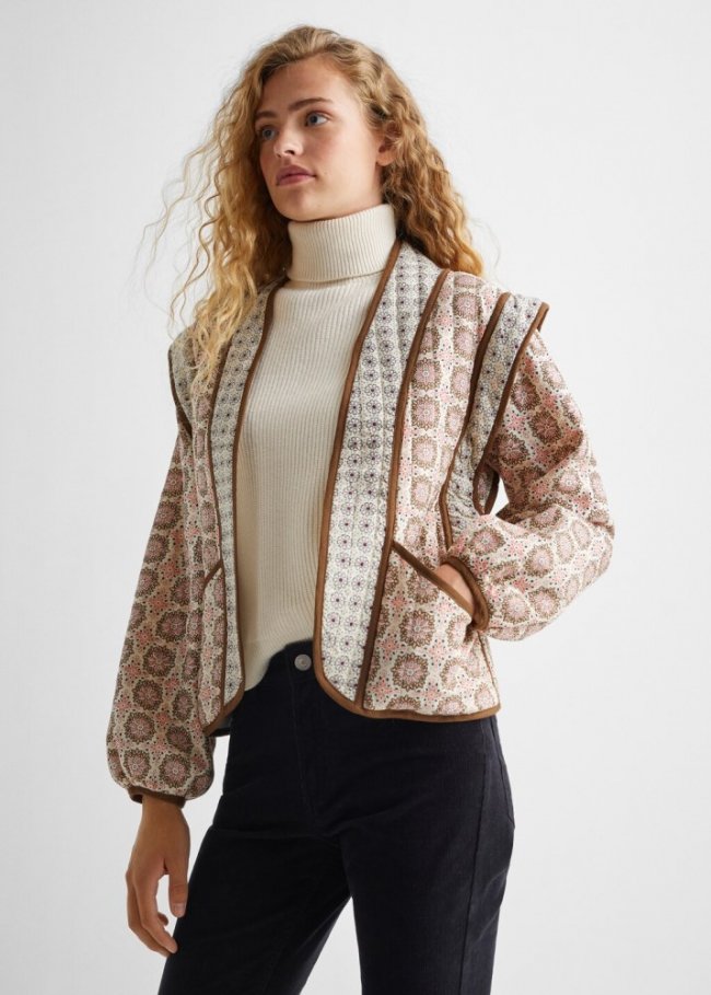 Mango Chaqueta acolchada estampada - Beige