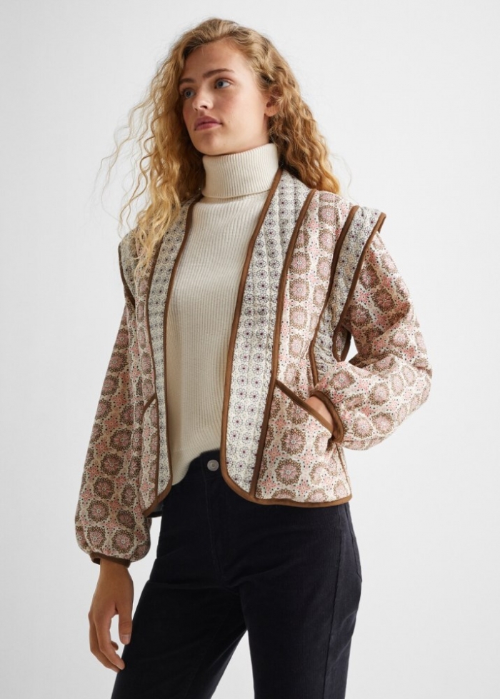 Mango Chaqueta acolchada estampada - Beige