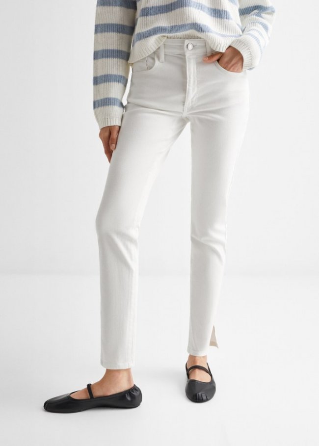 Mango Jeans skinny abertura - Blanco roto