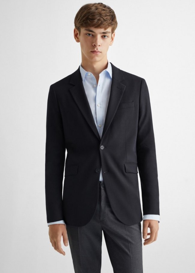 Mango Americana traje regular fit textura - Azul marino oscuro