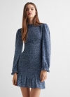 Mango Vestido fruncido estampado - Azul