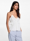 Mango Blusa lúrex volantes - Blanco roto