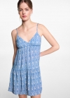 Mango Vestido estampado volantes - Azul porcelana