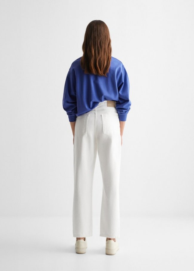 Mango Jeans mom fit rotos decorativos - Blanco roto