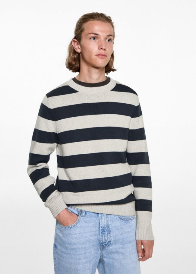 Mango Jersey punto rayas - Azul marino oscuro