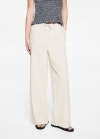 Mango Pantalón lino wideleg - Arena