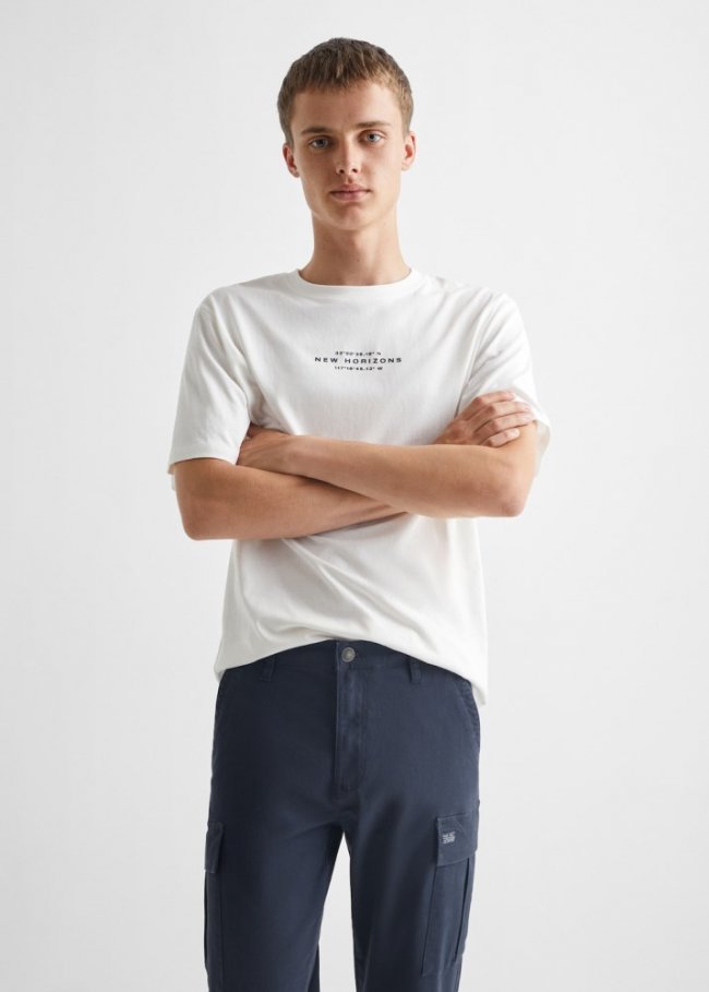 Mango Pantalón cargo algodón - Azul marino