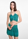 Mango Top crop estampado - Azul celeste